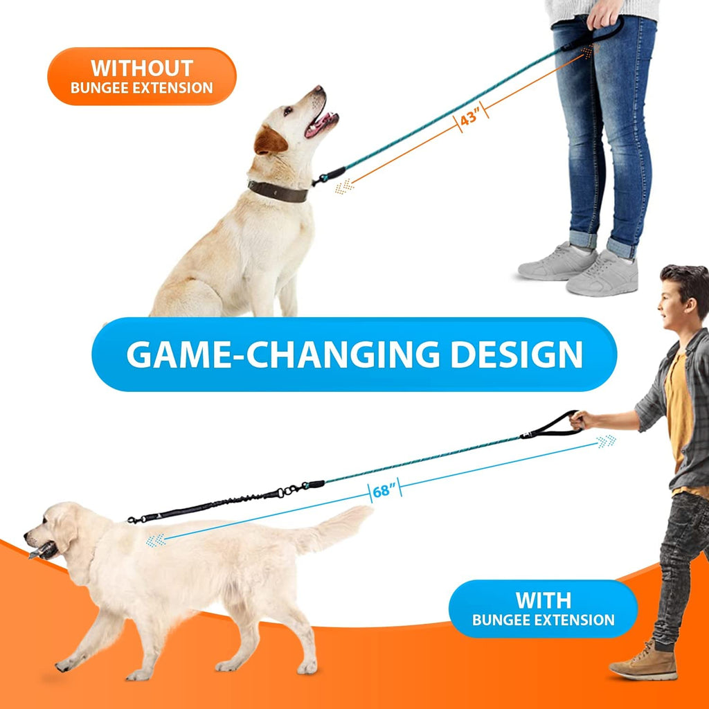 - Heavy Duty Bungee Rope Leash for Large and Medium Dogs - No Pull, Shock Absorber Long Dog Training Lead - No Slip Reflective Line for outside (5.5 Ft Bungee Leash)