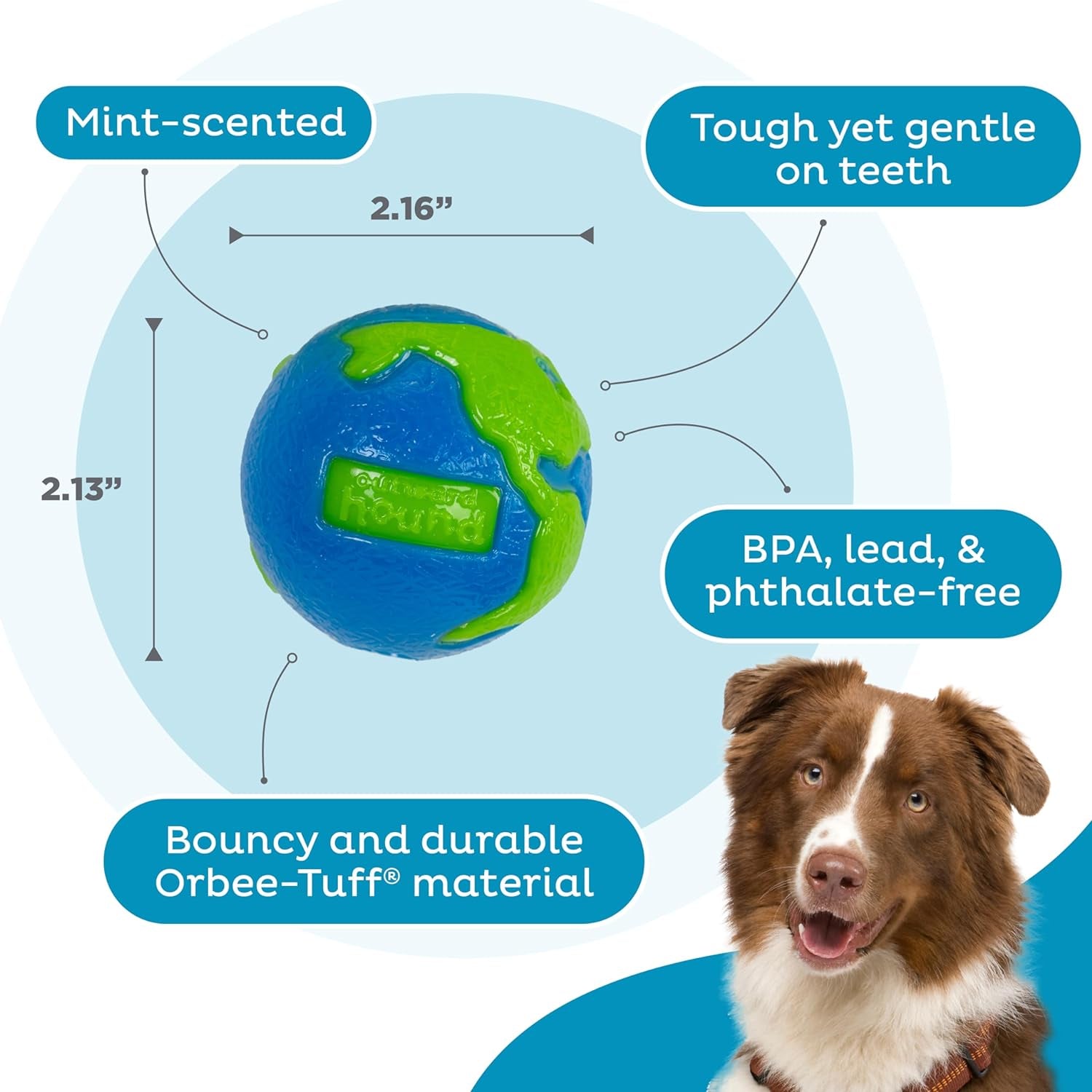 by  Orbee-Tuff Planet Ball Blue/Green Treat-Dispensing Dog Toy, Small